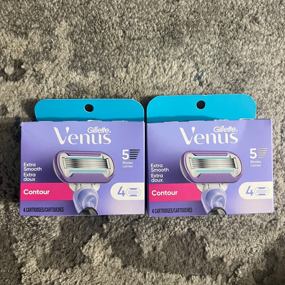 2 Gillette Venus Extra Smooth Contour 5 Blade Razor Cartridges 4 Count